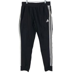 Adidas Jogger Pants Women's Size XL Black White Striped High Rise Elastic Waist